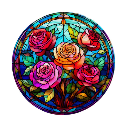 Roses Circular Glass Suncatcher Worktop Saver